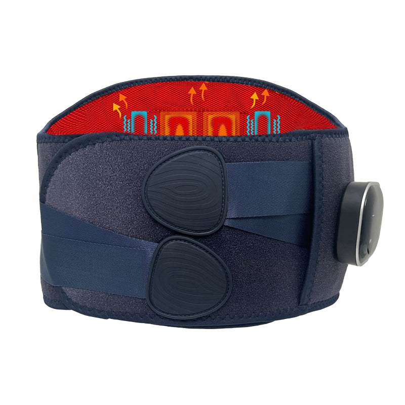 Cordless Heated Back Massager Belt with Red Light Therapy, 5 Temperature Levels, Portable Lower Back Pain Relief Wrap for Home and Office, Fits Up to 60"